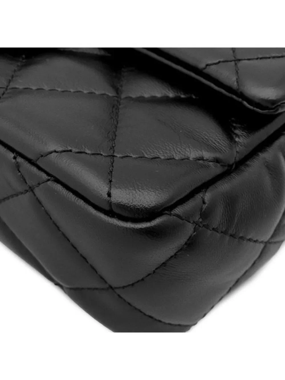 Chanel 2-Way Bag Small Top Handle Flap Lambskin Shiny Black Gold Handbag